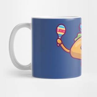 Sombrero Hat Mustache Taco Playing Maracas Cartoon Mug